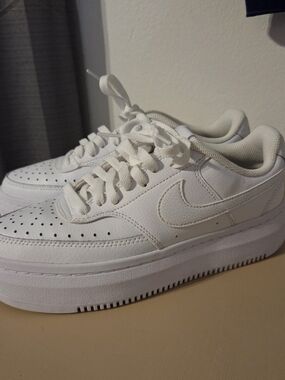 Nike White Court Vision Alta Leather Platform Sneakers Shoes Size 9